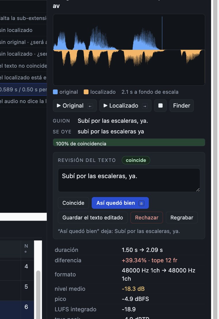El panel de revisión del texto